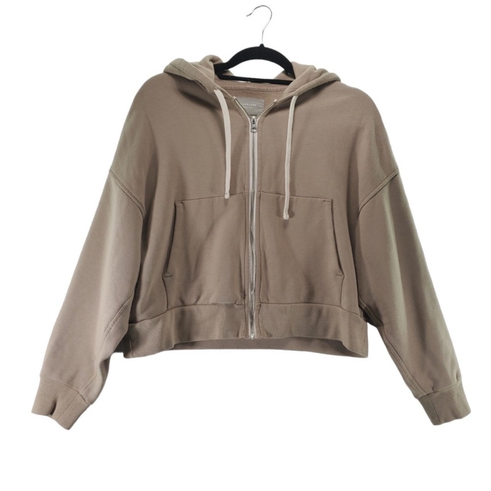 Everlane Organic Cotton Beige Zip-Up Cropped Hoodie